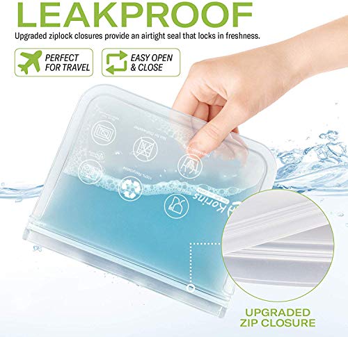 Bolsas de Silicona Reutilizables,10 Piezas Bolsas Congelar Reutilizable,Bolsas Reutilizables para Almacenamiento de Alimentos para Fruta Sándwiches Verduras,1.5mm Súper Grueso Sello Sin BPA (Blanco)