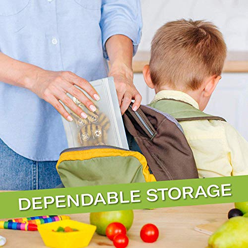 Bolsas de Silicona Reutilizables,10 Piezas Bolsas Congelar Reutilizable,Bolsas Reutilizables para Almacenamiento de Alimentos para Fruta Sándwiches Verduras,1.5mm Súper Grueso Sello Sin BPA (Blanco)