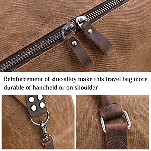 Bolsas De Viaje Cuero Hombre Bolso De Impermeable Lona Bolsa De Fin De Semana Deporte Overnight Grandes Bolsa Marrón