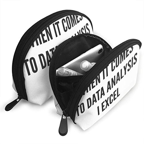 Bolso cosmético de la forma de Shell cuando se trata de análisis de datos I Excel bolsas portátiles bolsa de embrague bolsa de almacenamiento de las mujeres bolso organizador con cremallera 2pcs