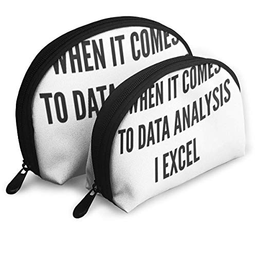 Bolso cosmético de la forma de Shell cuando se trata de análisis de datos I Excel bolsas portátiles bolsa de embrague bolsa de almacenamiento de las mujeres bolso organizador con cremallera 2pcs