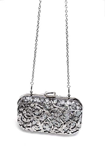 Bolsos Mujer Bolso De Embrague De Alivio De Metal Mujer Bolso De Cena Mujer Paquete De Banquete De Fiesta De Monedero De Boda con Cadena De Plata