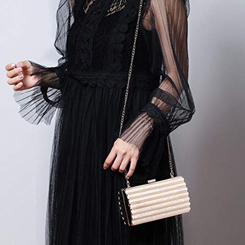 Bolsos Mujer Bolso De Noche para Mujer Banquete De Embrague A Rayas De Mármol Banquete De Boda Bolso De Almacenamiento para Teléfono Móvil Bolso Dorado