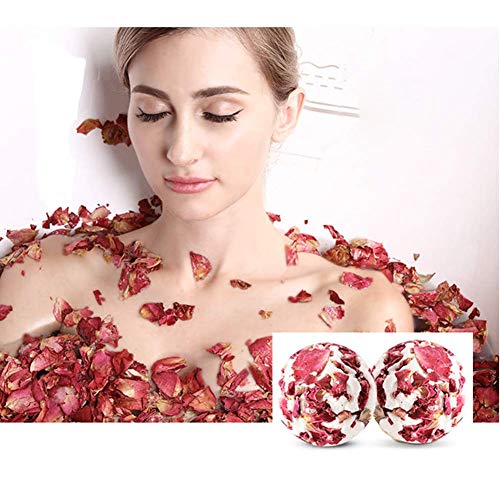 Bomba de Baño, Rosa Pétalos Blanqueamiento Exfoliante Ducha Cuidado de Piel Baño Bolas, Suavizante Masaje Limpieza Profunda, para Mujer, Mom's , de Niña - Como lo Muestra la Imagen Muestra, free size