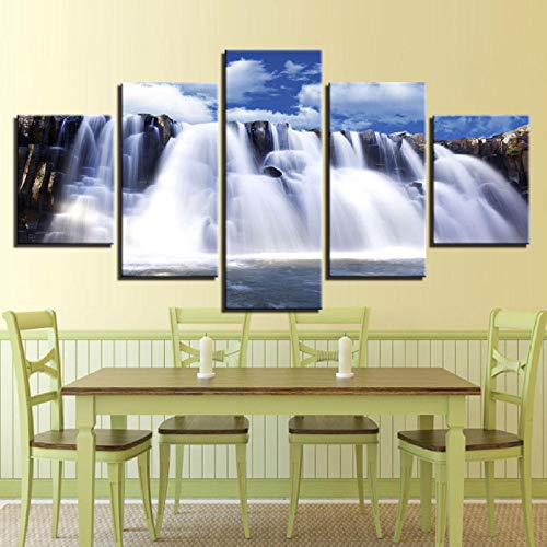 BOMDOW Pinturas En Lienzo HD Wall Art Framework 5 Piezas Waterfall River Posters Modular Home Decor-30X40Cmx2/30X60Cmx2/30X80Cmx1