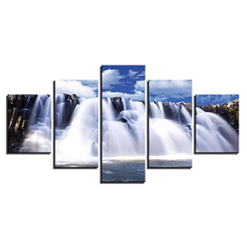 BOMDOW Pinturas En Lienzo HD Wall Art Framework 5 Piezas Waterfall River Posters Modular Home Decor-30X40Cmx2/30X60Cmx2/30X80Cmx1