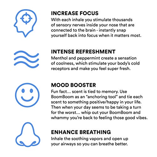 BoomBoom Inhalador nasal de aromaterapia (aumenta el enfoque y mejora la respiración) proporciona una sensación fresca y refrescante con aceites esenciales y mentol Paquete de 3 Wintermint