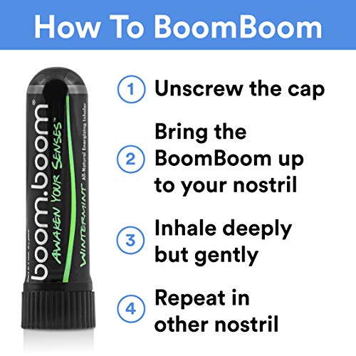 BoomBoom Inhalador nasal de aromaterapia (aumenta el enfoque y mejora la respiración) proporciona una sensación fresca y refrescante con aceites esenciales y mentol Paquete de 3 Wintermint