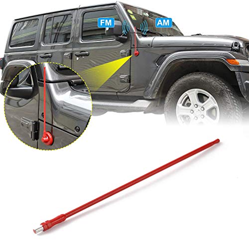 Bosmutus AM FM Radio Antenna Replacement 7 inch Aluminum Antenna for 2007-2018 Wrangler JK JL 2 Door and 4 Door (Red)