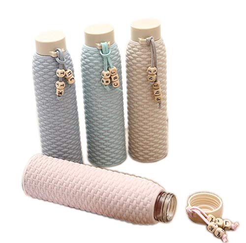 Botella De Agua De Cristal Con Funda De PlÁStico Para Niños Niñas Estudiantes Mujeres 100 % Libre De BPA No TÓXica Para Agua FrÍA Y Caliente Bonito Diseño Respetuoso Con El Medio Ambiente Reutilizable