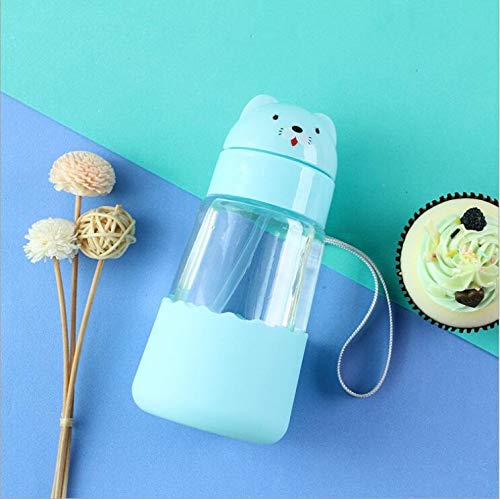 Botella De Agua De Cristal Diseño De Animales Taza De Agua Con Pajita Para Niños Diseño Simple 100% Libre De BPA No TÓXica Para Agua FrÍA Y Caliente EcolÓGica Reutilizable Botella Pequeña 350 Ml