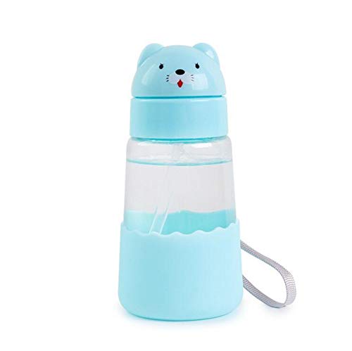 Botella De Agua De Cristal Diseño De Animales Taza De Agua Con Pajita Para Niños Diseño Simple 100% Libre De BPA No TÓXica Para Agua FrÍA Y Caliente EcolÓGica Reutilizable Botella Pequeña 350 Ml