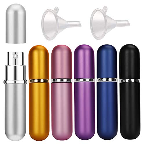 Botella de Perfume Recargables de 6 ml Botellas de Spray Atomizador con 2 Embudos para bolso de bolsillo y equipaje 6 Piezas