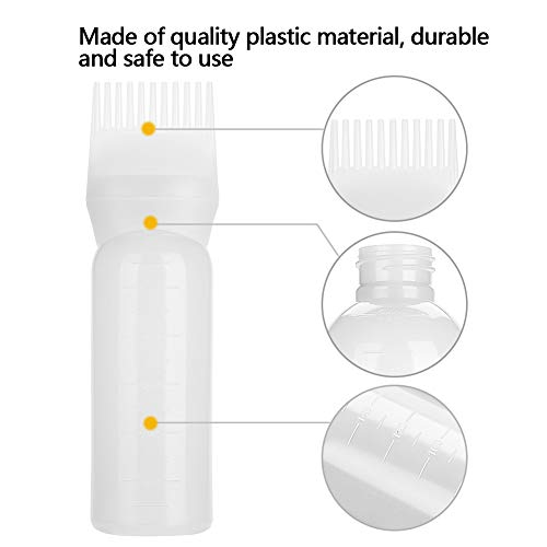 Botella de pincel de tinte para el cabello, 3 colores Ligero Botella de tinte para el cabello Champú Pincel Champú Herramienta de aplicación de peine de aceite de color de cabello(blanco)