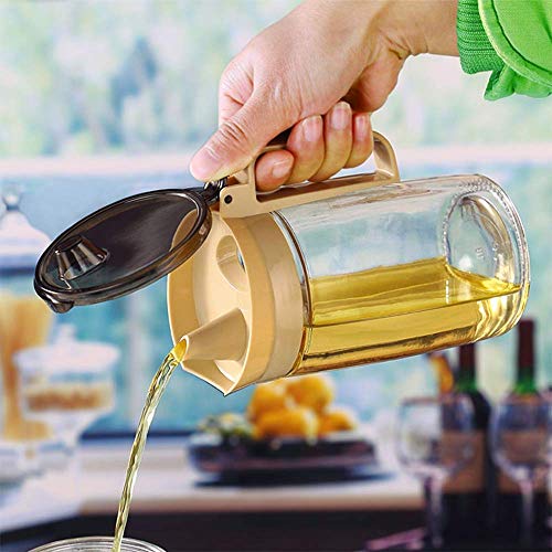 Botella de vertido de aceite de vidrio Contiup con tapa protectora Dispensador aceite y vinagre Dispensador de jarabe de arce Botella de vidrio Vinagrera de aceite No Drip Pour spout 22Oz, Beige 1pc