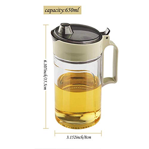Botella de vertido de aceite de vidrio Contiup con tapa protectora Dispensador aceite y vinagre Dispensador de jarabe de arce Botella de vidrio Vinagrera de aceite No Drip Pour spout 22Oz, Beige 1pc