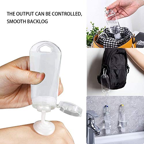 Botellas de plástico vacías de 50 ml, Contenedor de Viaje pequeño y Transparente Llavero Mosquetón Contenedores vacíos para Gel de baño Aceite de baño Champú Esencia de Aroma Laca para el Cabello