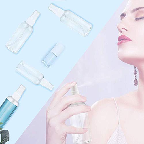 Botellas de spray Vacía Transparente, Botella de Aerosol Viaje, plástico, Bote Spray Pulverizador y 2 Embudos para Maquillaje para Vacaciones, Limpieza, 6 Piezas