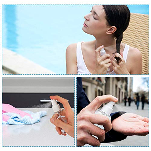 Botellas de spray Vacía Transparente, Botella de Aerosol Viaje, plástico, Bote Spray Pulverizador y 2 Embudos para Maquillaje para Vacaciones, Limpieza, 6 Piezas