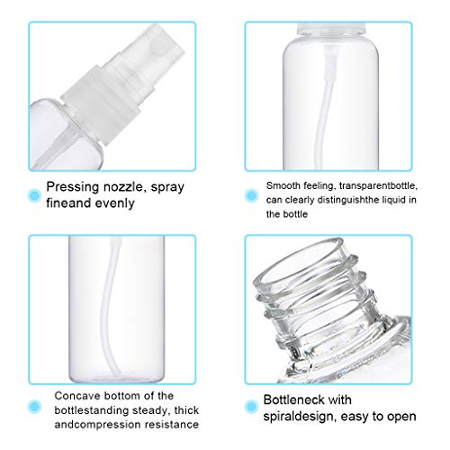 Botellas de Spray,12pcs Transparente Botella de Spray,Botella de Aerosol Vacío Plástico Atomizador de Viaje Conjunto de Botellas para Artículos de Aseo Líquidos, Maquillaje Cosmético (12 * 30ml)