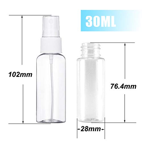 Botellas de Spray,Transparente Botella de Spray,Botella de Aerosol Vacío,Plástico Botellas Viaje Conjunto de Botellas para Artículos de Aseo Líquidos, Maquillaje Cosmético (8 * 30ml)