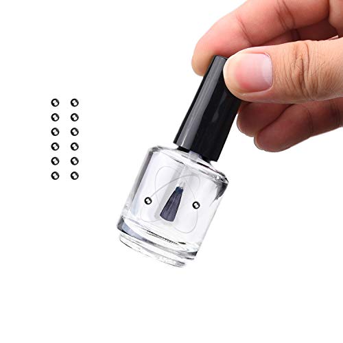 Botellas para Esmalte de Uñas Vacías con Brochas Dupont - Conjunto de 6 - Vidrio Claro Transparente - Incluye Embudos (para llenado fácil) y Bolas Mezcladoras - Crea tu Propio Esmalte de Uñas