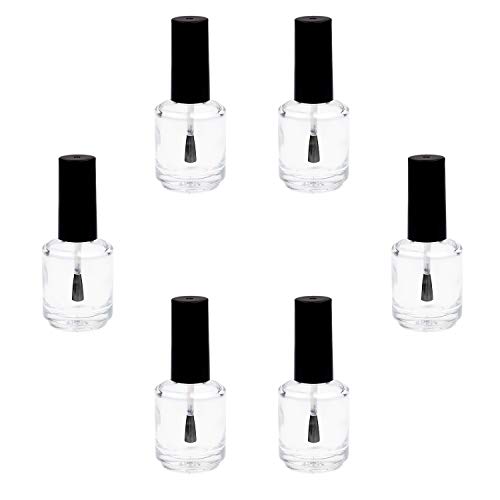 Botellas para Esmalte de Uñas Vacías con Brochas Dupont - Conjunto de 6 - Vidrio Claro Transparente - Incluye Embudos (para llenado fácil) y Bolas Mezcladoras - Crea tu Propio Esmalte de Uñas