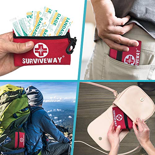 Botiquín de Primeros Auxilios -4en1- Kit para el Hogar, Coche, Viaje, Oficina, Deportes, Acampar, Empresas - Bono {Kit de 30 Piezas + Guía + Pinzas para Garrapatas} Surviveway®