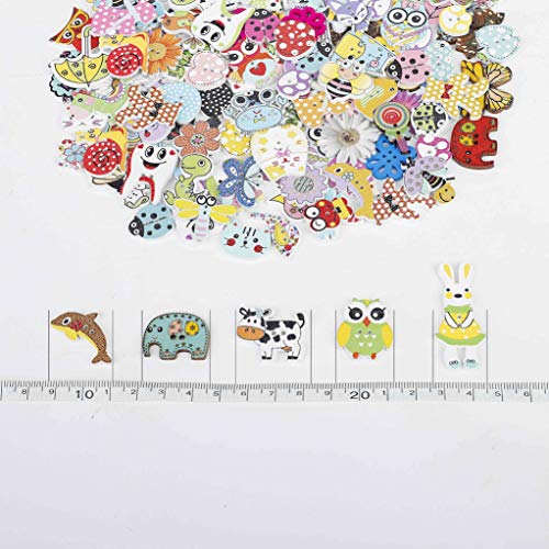 Botones Costura de Colores Madera Animales Botones para manualidades de DIY Coser Artesanía 150 Unidades