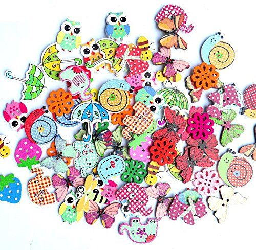 Botones Costura de Colores Madera Animales Botones para manualidades de DIY Coser Artesanía 150 Unidades