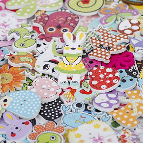Botones Costura de Colores Madera Animales Botones para manualidades de DIY Coser Artesanía 150 Unidades