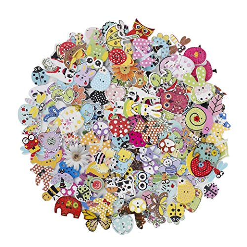 Botones Costura de Colores Madera Animales Botones para manualidades de DIY Coser Artesanía 150 Unidades