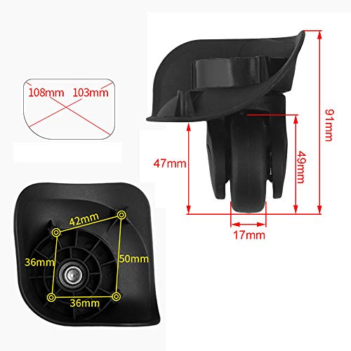 BQLZR 9.1cmx10.7x4.9cm negro pl¨¢stico DIY Izquierda y derecha de equipaje de ruedas giratorias paquete de reemplazo de 2
