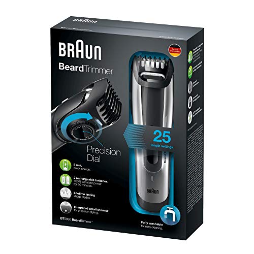 Braun BT5090 - Máquina Cortar Pelo, Recortadora Barba, Hombre, con Ajuste Fino Cada 0.5 mm y Cortapelos de Precisión, Negro/Plata