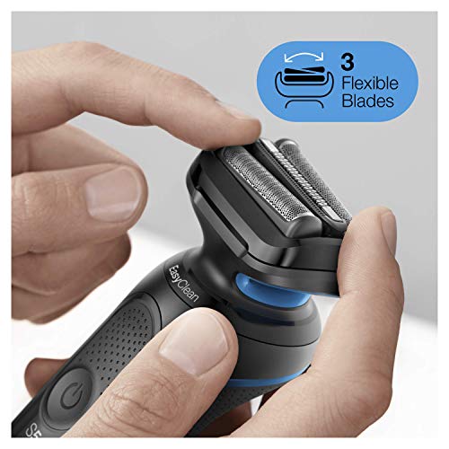 Braun Series 5 50-B1200s - Afeitadora Eléctrica, máquina de afeitar barba hombre de Lámina, con Recortadora de Precisión, Uso en Seco y Mojado, Recargable, Inalámbrica, Azul