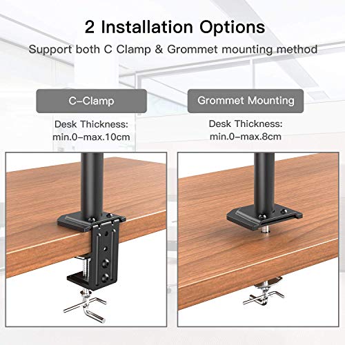 Brazo de Monitor Individual HUANUO, Base de Monitor de Altura Ajustable para Pantallas LCD LED de 13"- 32", 2 Opciones de Montaje, Dimensiones VESA 75/100, Capacidad de Peso de hasta 10 kg