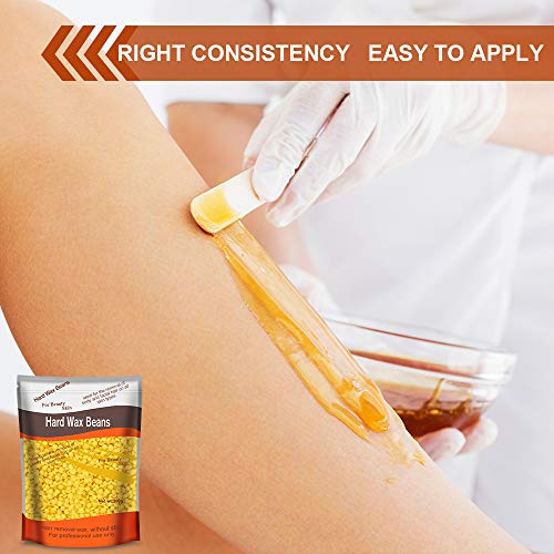 Breett Cera depilatoria profesional, Cera Caliente, iFanze Kit de Depilación de Cera Profesional, para Pieles Sensibles et normal, Depilación con Cera 300g +20 Piezas Espátulas Depilación