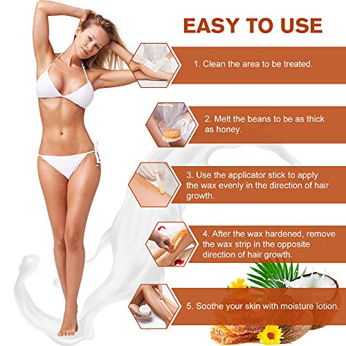 Breett Cera depilatoria profesional, Cera Caliente, iFanze Kit de Depilación de Cera Profesional, para Pieles Sensibles et normal, Depilación con Cera 300g +20 Piezas Espátulas Depilación