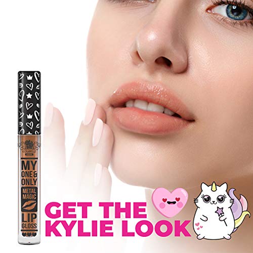 Brillo de labios Conjunto de 5 brillos mate de metal y mate de CCL Beauty Larga duración, Impermeable, Hidratante, Aspecto de terciopelo (5 x 4,5ML)