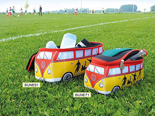 BRISA VW Collection Volkswagen VW T1 Bus Bolsa Universal de Neopreno, Estuche para lápices, Caja de papelería, Neceser, Bolso de Maquillaje-Cosméticos-Aseo para Escuela/Oficina (Fútbol/Multicolor)