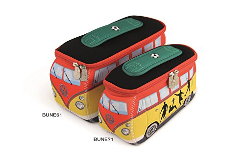 BRISA VW Collection Volkswagen VW T1 Bus Bolsa Universal de Neopreno, Estuche para lápices, Caja de papelería, Neceser, Bolso de Maquillaje-Cosméticos-Aseo para Escuela/Oficina (Fútbol/Multicolor)