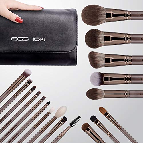 Brocha Maquillaje, EIGSHOW 18 pcs profesional brocha cosméticos sintéticos correctores en polvo mezcla de sombras de ojos rostros kabuki brocha de maquillaje