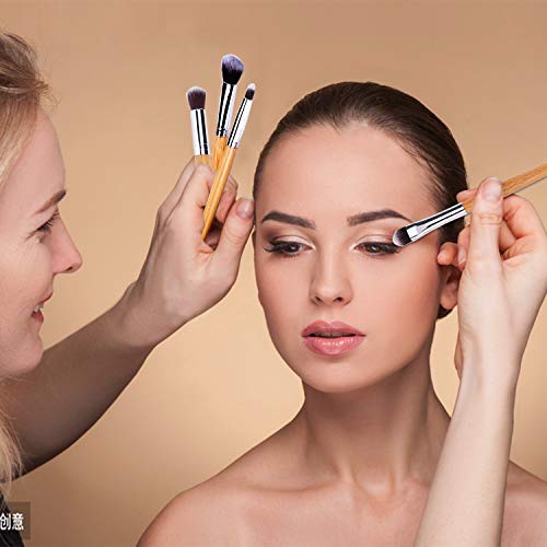 Brochas de Maquillaje Profesional Juego de Cepillo de Maquillaje de Bambú para Ojos Rubor Contorno de los Labios Corrector Brochas con Bolsa 11 Piezas