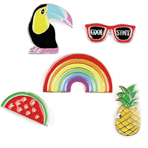 Broches 5pcs / Set Esmalte Pernos De La Solapa De La Novedad De La Planta Pin Animales De Frutas para Mujeres Ropa Bolsas De Joyas Chaquetas Mochilas Sombrero Accesorios De Bricolaje