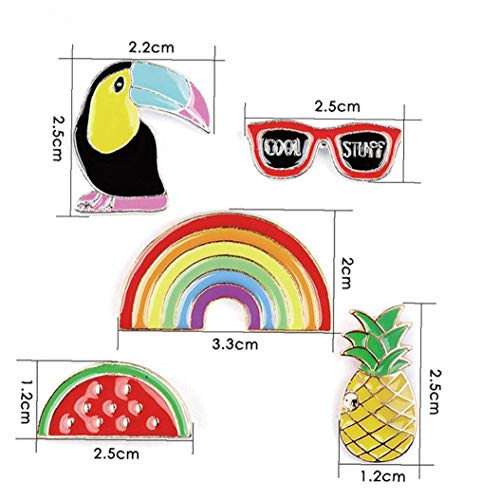 Broches 5pcs / Set Esmalte Pernos De La Solapa De La Novedad De La Planta Pin Animales De Frutas para Mujeres Ropa Bolsas De Joyas Chaquetas Mochilas Sombrero Accesorios De Bricolaje