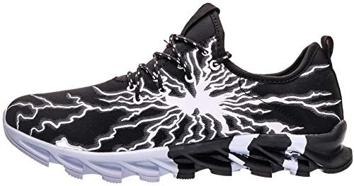 BRONAX Zapatos para Correr en Montaña y Asfalto Aire Libre y Deportes Zapatillas de Running Padel para Hombre Blanco Negro 41