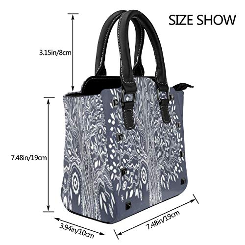 BROWCIN Árbol Vida Doodle Étnico Ilustración Árbol Diseño Oriental Armonioso Madre Naturaleza Desmontable Moda Tendencia Bolso de las señoras Bolso de hombro