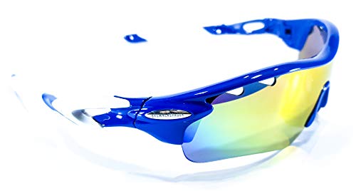 Brown Labrador Gafas Ciclismo polarizadas con 5 Lentes Intercambiables UV 400. Gafas Deportivas, Running Trail Running, Ciclismo BTT, para Hombre y Mujer (Azul)