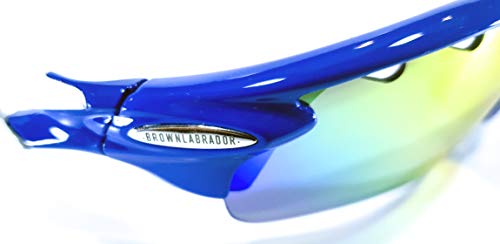 Brown Labrador Gafas Ciclismo polarizadas con 5 Lentes Intercambiables UV 400. Gafas Deportivas, Running Trail Running, Ciclismo BTT, para Hombre y Mujer (Azul)