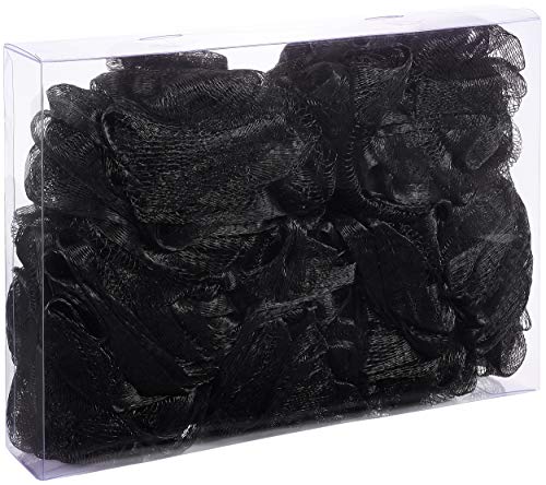 BRUBAKER Cosmetics Esponjas de Flor Exfoliante - Malla de Nylon para el Cuerpo - Puff Pufs Bola de Baño y ducha - 5 piezas - Negro